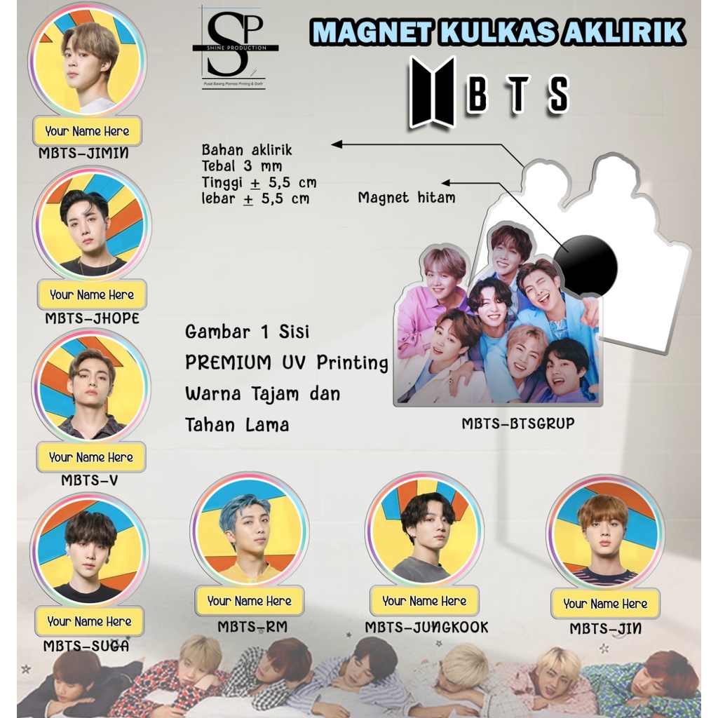 Magnet Kulkas BTS Custom Nama Kamu