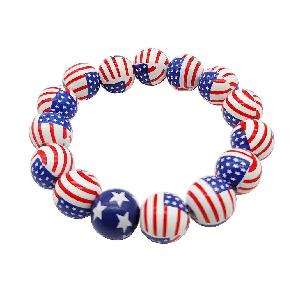 Hu Hu Hu Hu Hu Alat Bantu Pasang Kacamata♡ Gelang Bahan Kayu Motif Bendera Amerika Untuk Hadiah Ulang Tahun