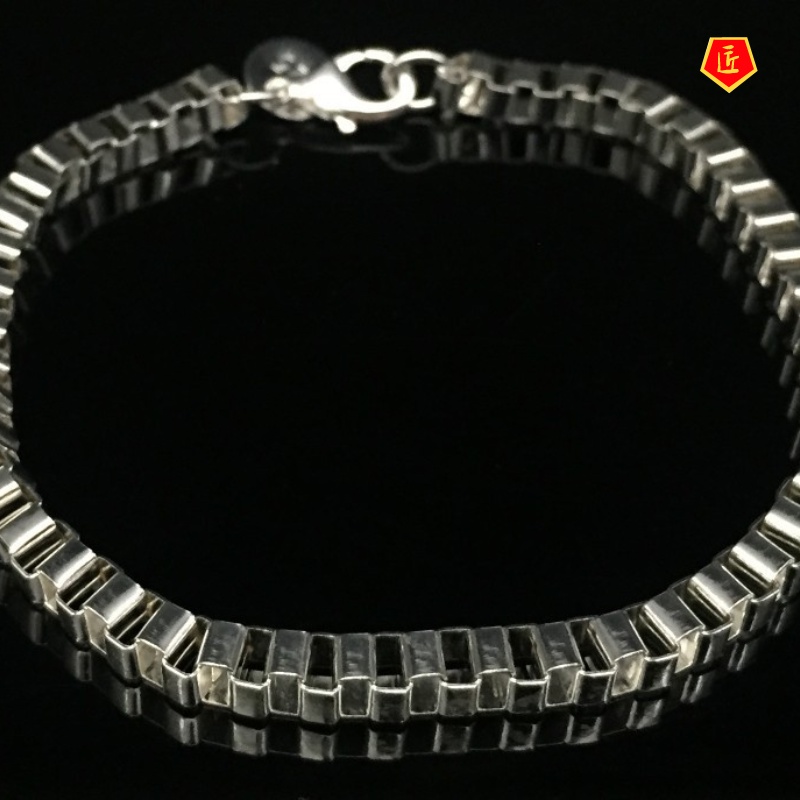 [Ready Stock]Minimalist Creative Silver Box Bracelet