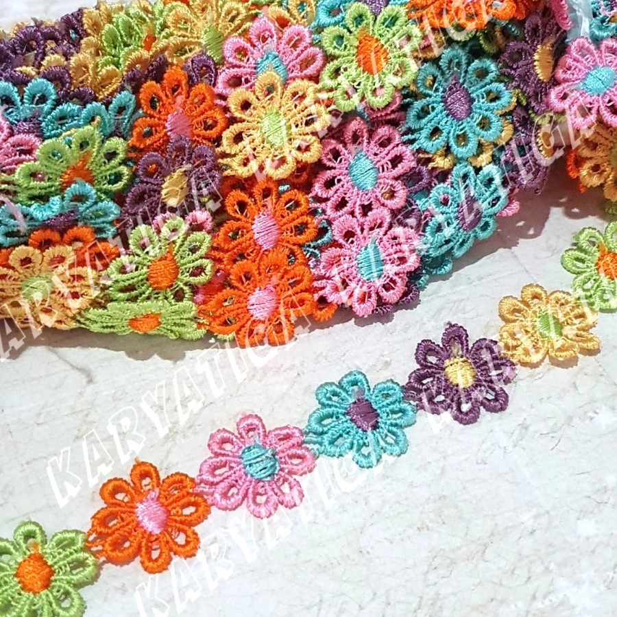 Renda Giper Melati Warna Musim Panas (15 Yard)