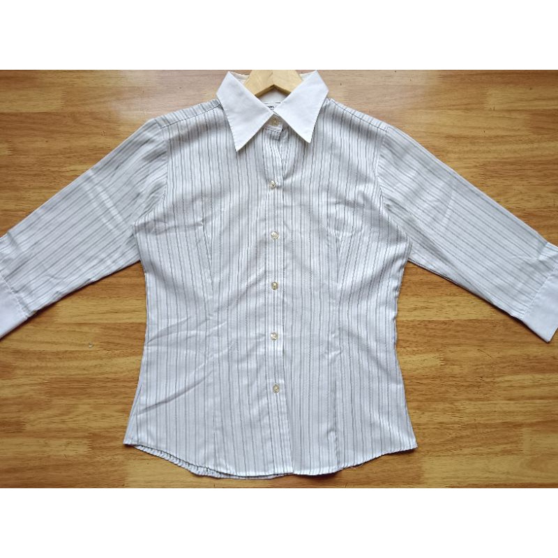 [COD] THRIFT KEMEJA SALUR BRAND WANITA | KEMEJA WARNA HIJAU MINT GARIS-GARIS | KEMEJA ANAK