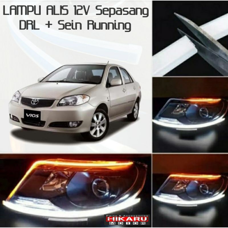 Lampu Alis Mobil Toyota VIOS Led Drl Sein Running Sen Jalan Sepasang Slim High Quality Keren