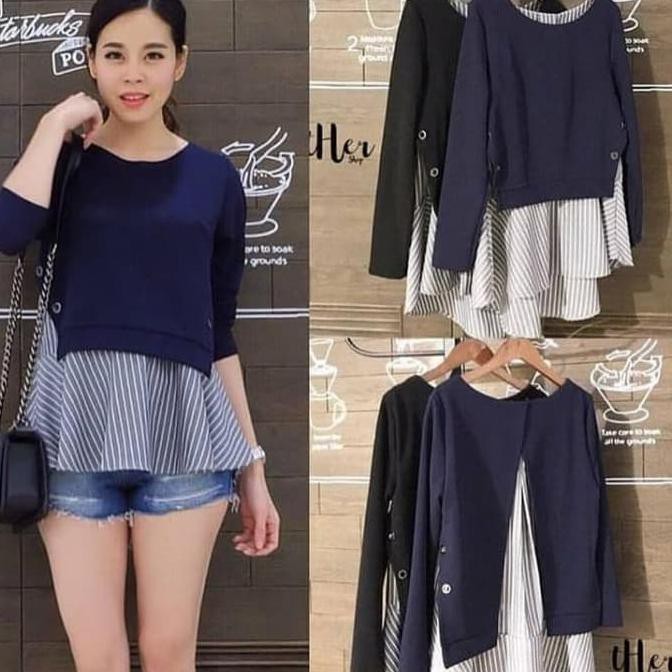 Sale!! Baju Rajut Blouse Korea Style Atasan Babydoll Terbaru
