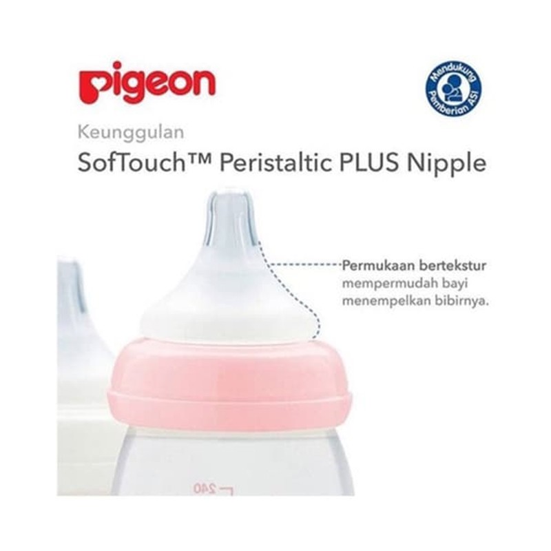 Botol Susu Pigeon Wide Neck Peristaltic Plus 240ml Satuan Botol Susu Bayi