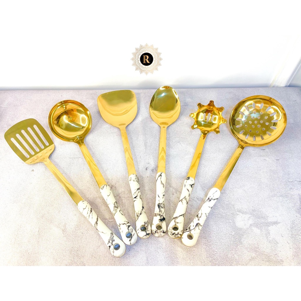 SPATULA MASAK GOLD SET 7 IN 1/SPATULA EMAS MEWAH