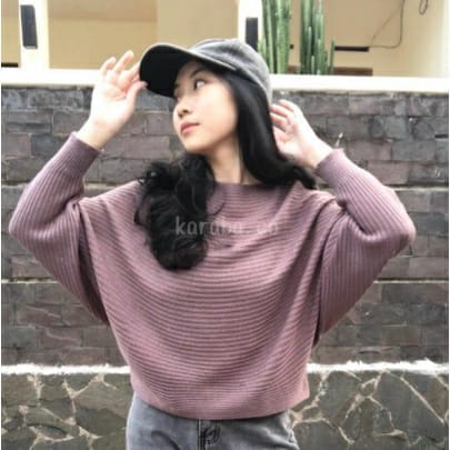 LASVERAL BLOUSE BATWING / SWEATER RAJUT WANITA / BAJU MODEL KELELAWAR PREMIUM