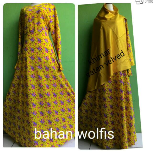 Gamis payung bahan wolfis, adem  panjang gamis 140cm ,  hanya gamis saja