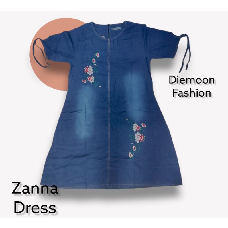 ZANNA DRESS MAT JEANS WASH QUALITY BORDIR BUNGA