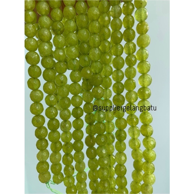 GREEN LIME AGATE FACETED BEADS 8mm cutting kuning hijau gelang kalung