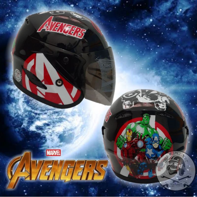 Helm Anak Avanger Usia 3 SD 9  Tahun