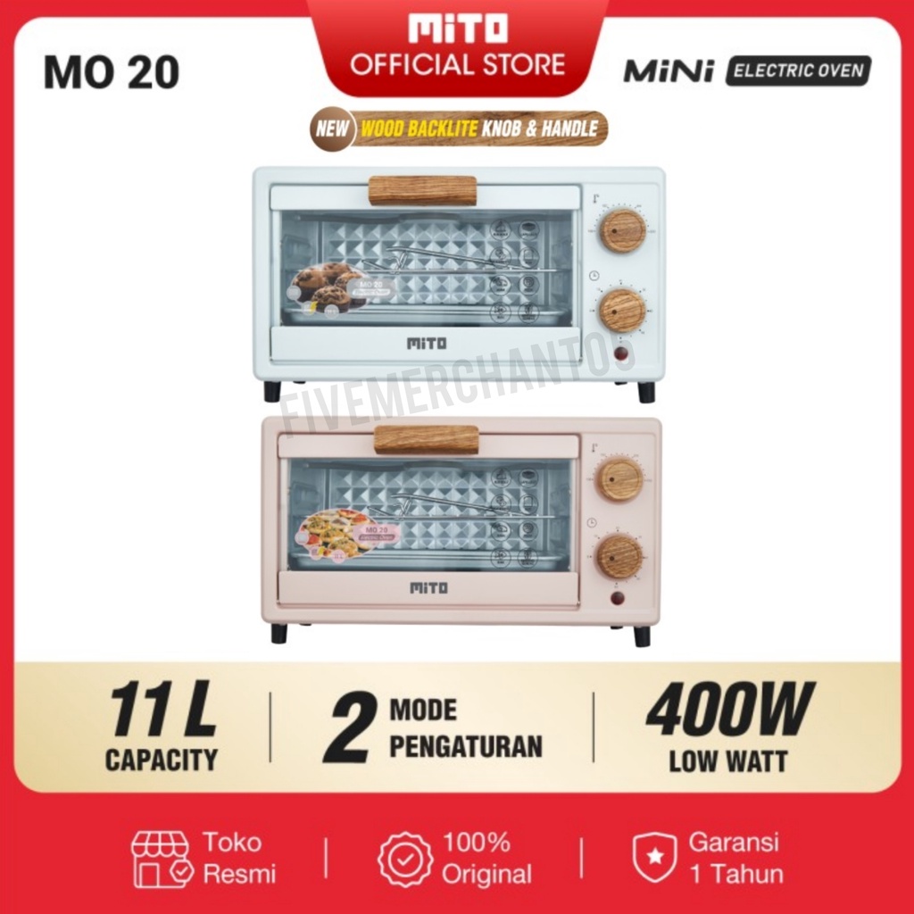 Oven Mini Mito MO 20 Kapasitas 11 Liter Oven Mito Oven Kecil Listrik Oven Panggangan Oven Pink Putih