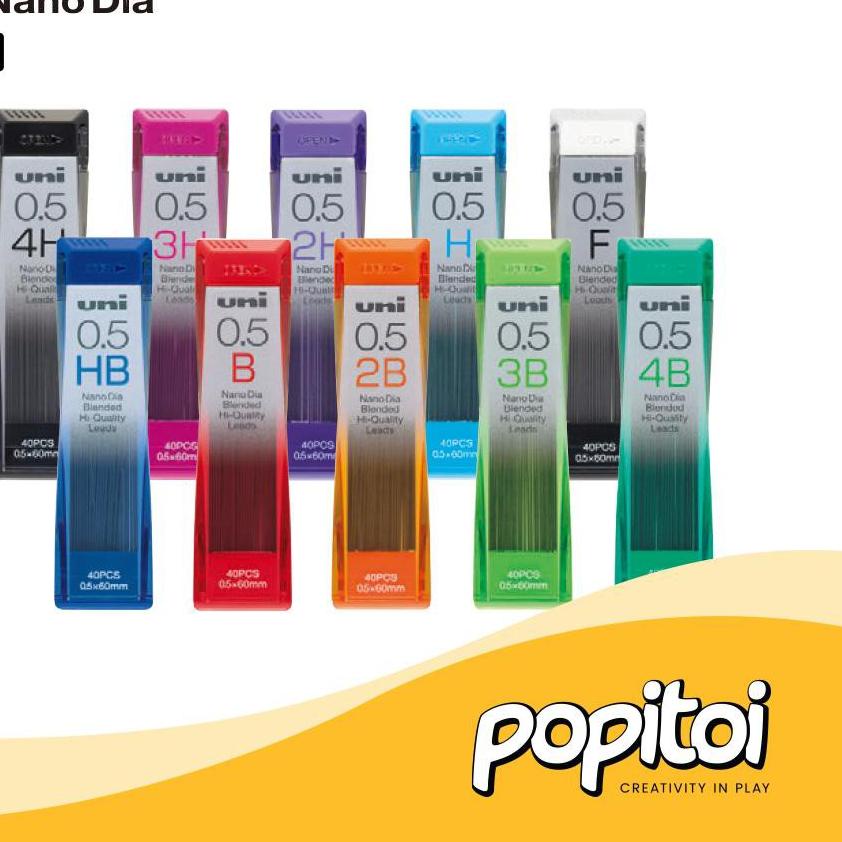 

(Rekomended!⭐) UNI NANO DIA Pencil Lead Refill 0.5 mm isi pensil 2B 3B 4B Mix kuru toga kurutoga col