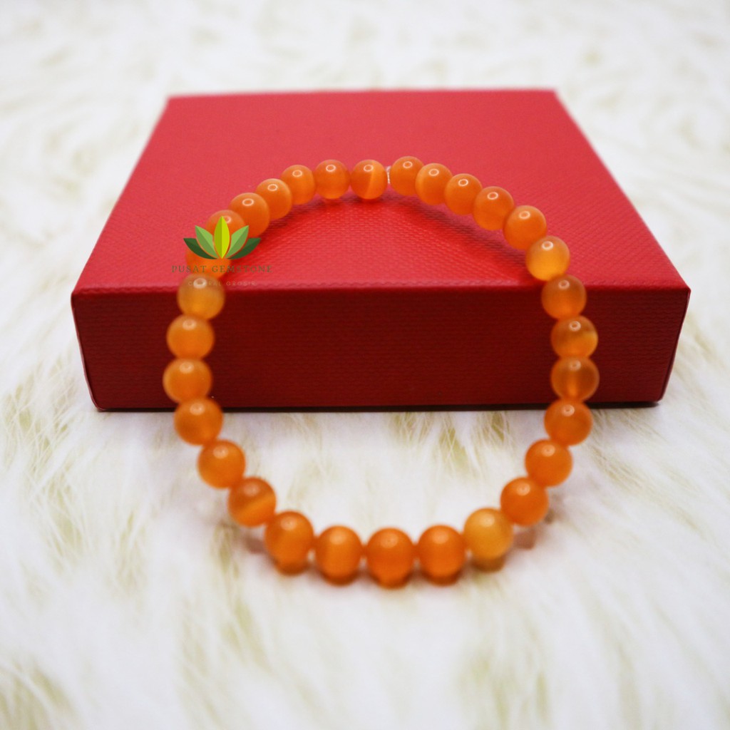 Gelang Batu Cat Eye Pria / Wanita Orange