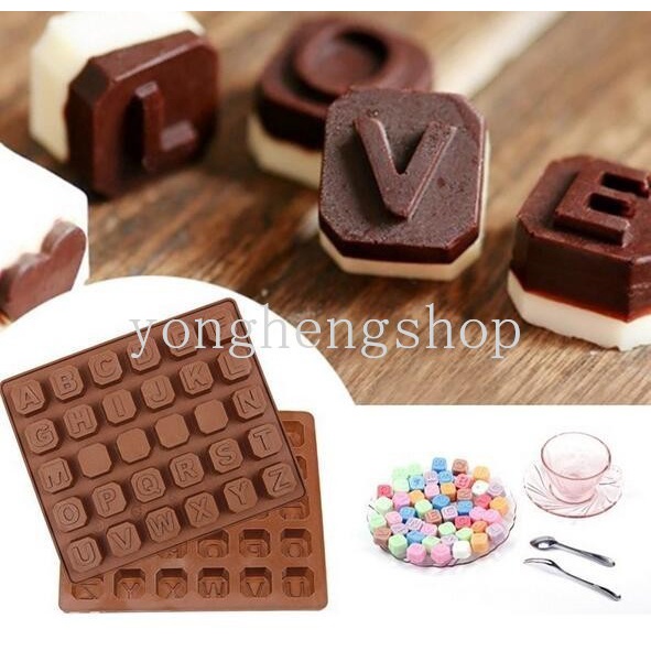 Cetakan Jelly / Cokelat / Kue / Sabun / Es Batu Handmade DIY Bentuk Huruf Besar 3d Bahan Silikon