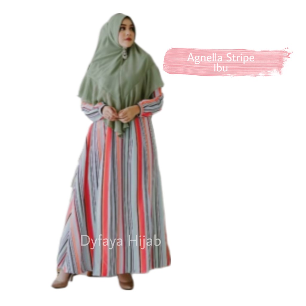 GAMIS SYARI AGNELLA STRIPE IBU ( COUPLE IBU DAN ANAK )