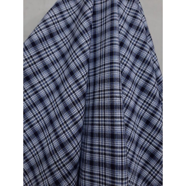 Kain Kotak Yarndyed per 25 cm =11.000 , minimal pesanan 1 meter = klik 4x ( garis biru navy hitam pu