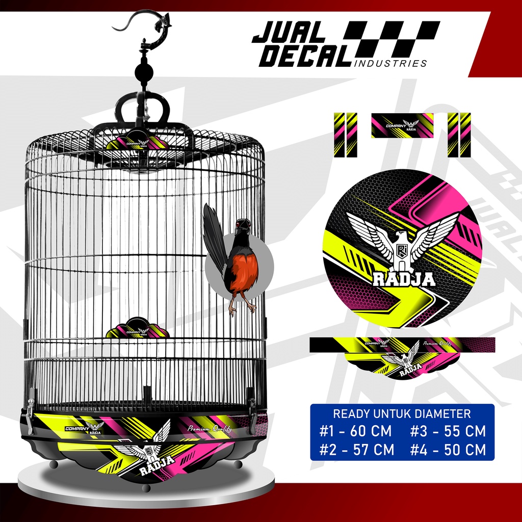 Decal Tebok Sangkar Burung Murai Batu model RADJA Stiker Kandang Bulat