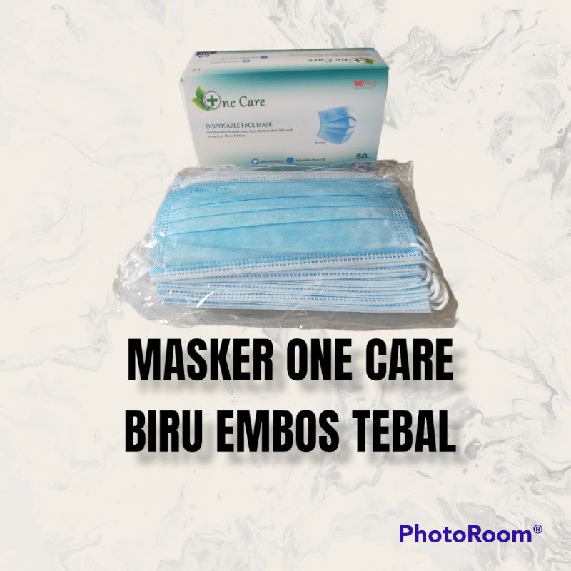 MASKER 3 PLY ONE CARE EMBOS BIRU SUPER TEBAL ISI 50 PCS PREMIUM PRODUCT ] MASKER KF 94 ] MASKER EVO 3D