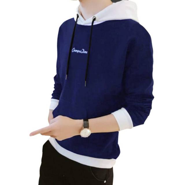 TOTOTAshop.Sweater hoodie CAMPUS pria,bahan babytery premium.motif tulisan bordir.