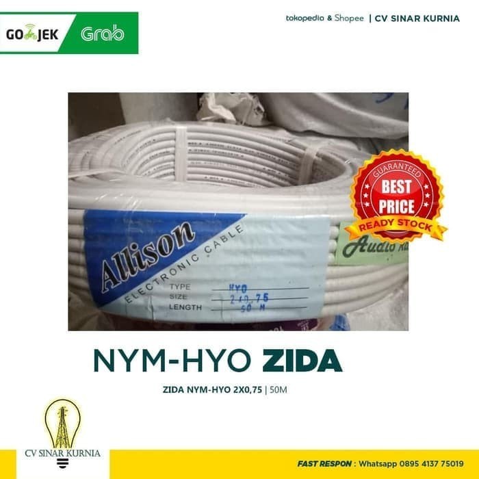 Kabel Listrik NYMHY 2x0,75mm 50M ZIDA| ZIDA Kabel Serabut| SNI PROMO