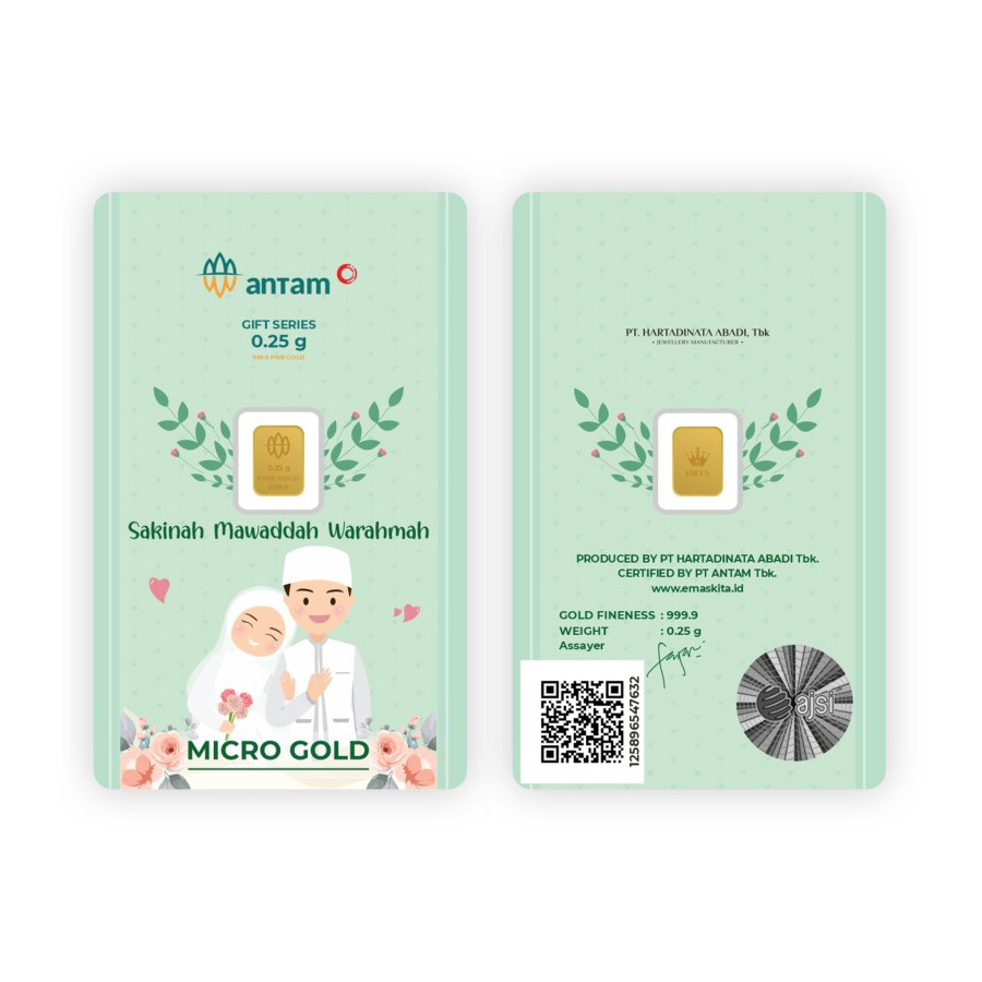 Logam Mulia Microgold ANTAM x Hartadinata Abadi 0.25 gram 0,25 LM emaskita Mini Gold Emas 24K-Wedding Samawa