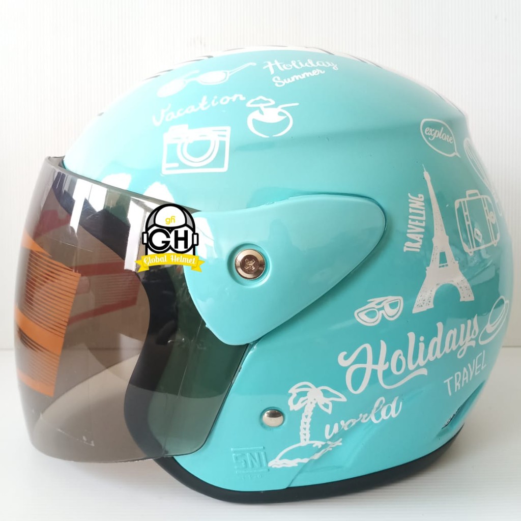 HELM HALF FACE EVOLUTION MOTIF TRAVELING TOSCA MIRIP GM EVO MURAH HELM DEWASA MURAH