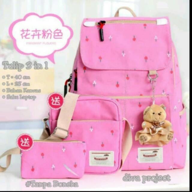 Ransel tulip tutup TANPA BONEKA