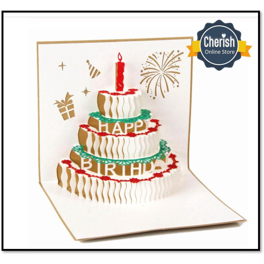 Jual Greeting Card 3D - BIRTHDAY CAKE - Kartu Ucapan 3 Dimensi - Ulang