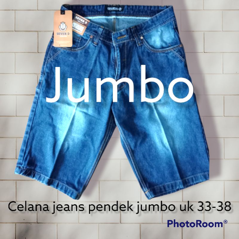 (JEANS JUMBO premium)celana jeans pendek jumbo dewasa uk 33-38 cm