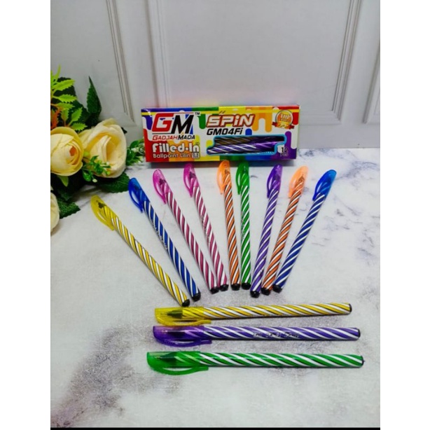 

pulpen lilin isi 12 pcs pulpen GM ulir spiral grosir multiwarna