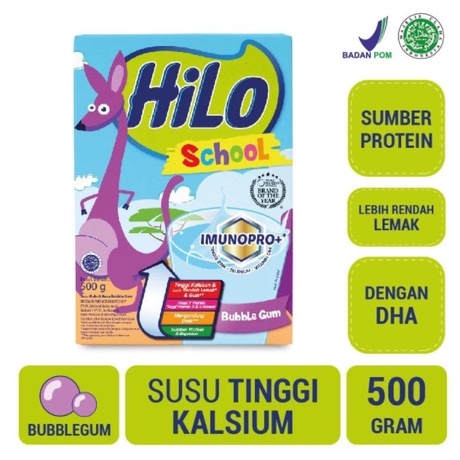 Hilo School Bubble Gum| Susu Rasa Permen Karet | 500gr | Halal | BPOM