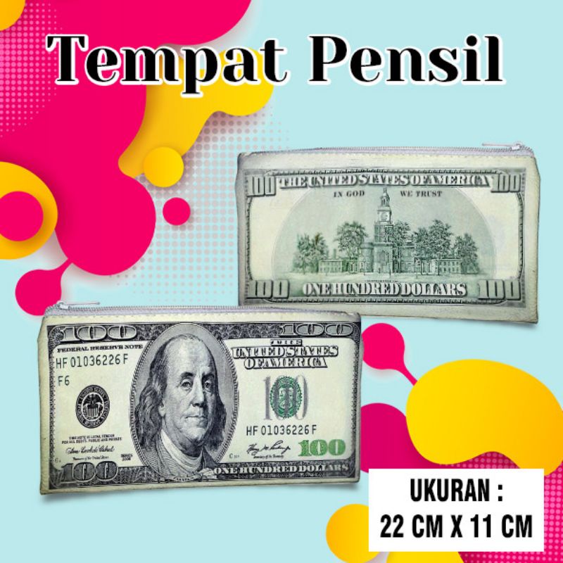 

Tempat Pensil Pouch Dompet Tema Gambar Uang Dollar Bisa Custom Free Desaign