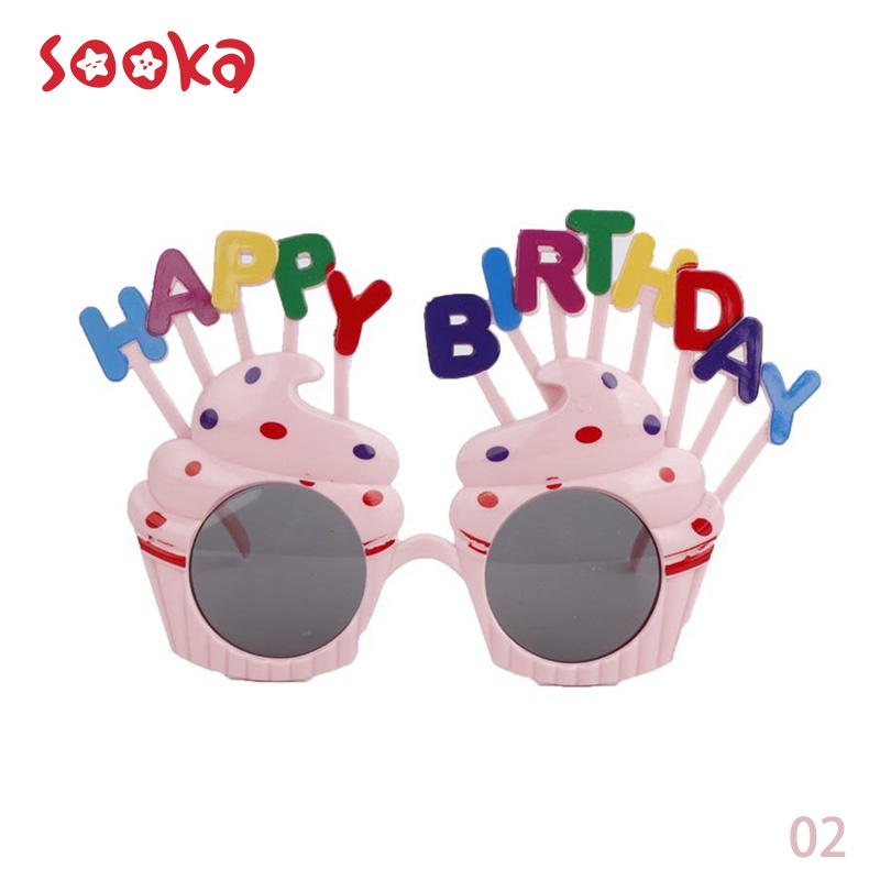 SOOKA Kacamata Anak Kreatif Lucu Tulisan Happy Birthday Untuk Properti Foto Ulang Tahun SK-GHB1037