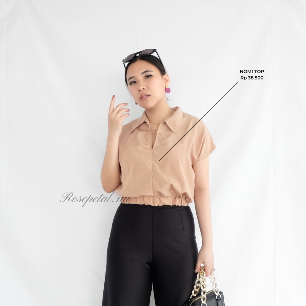 Nomi Top / Crop top / crop shirt / kemeja karet / blouse / basic shirt / kemeja crop