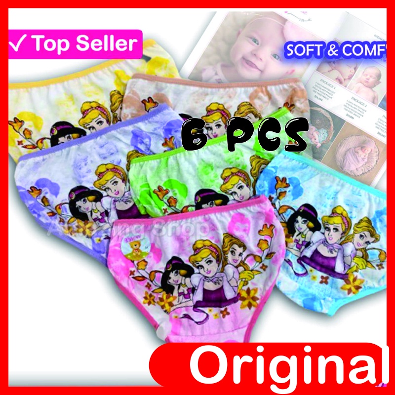6 Pcs Celana Dalam CD Sempak Cangcut Underwere Anak Cewek Perempuan CD Anak Combi Karakter / Essen K