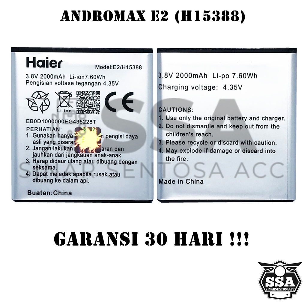 Baterai Original Smartfren Andromax E2 H15388 Battery Batrai Batre E 2 OEM Batre Batrai Batrei Battery Ori HP Batu Batere Garansi Murah Awet