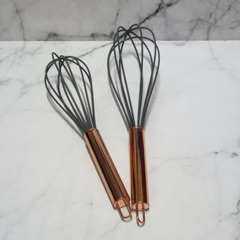 silicone balloon whisk with Rose gold handle / kocokan telur / egg beater