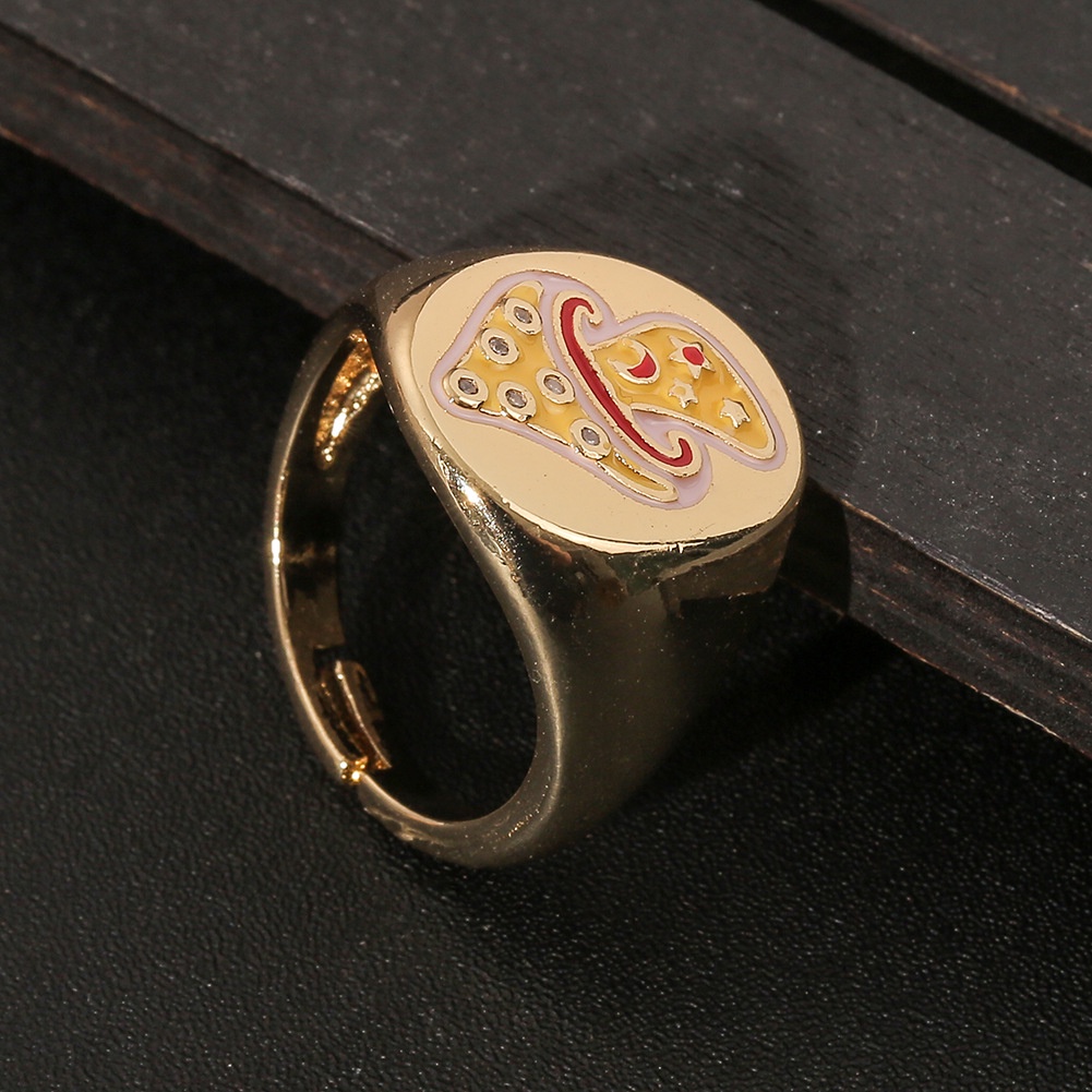 Baru jamur drip ring Bahasa Perancis minoritas desain cincin hip hop kecil cincin pria dan wanita