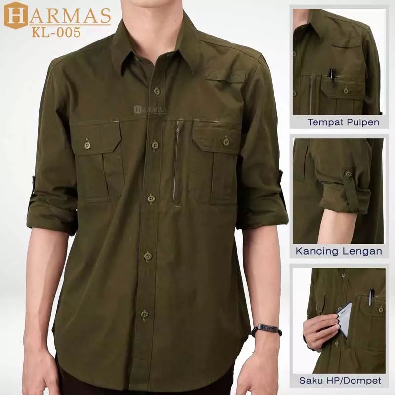 Kemeja Seragam Kerja Lapangan KL-005 Hijau Army