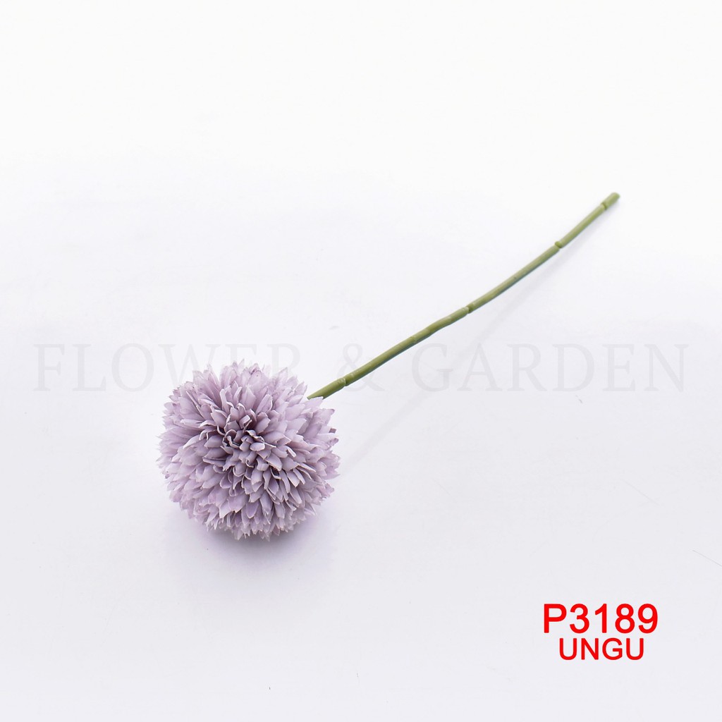 HMPU P3189 Bunga Palsu Plastik Dandelion Bola Bunga Tunggal Bunga Buatan Krisan Bunga Hias-UNGU