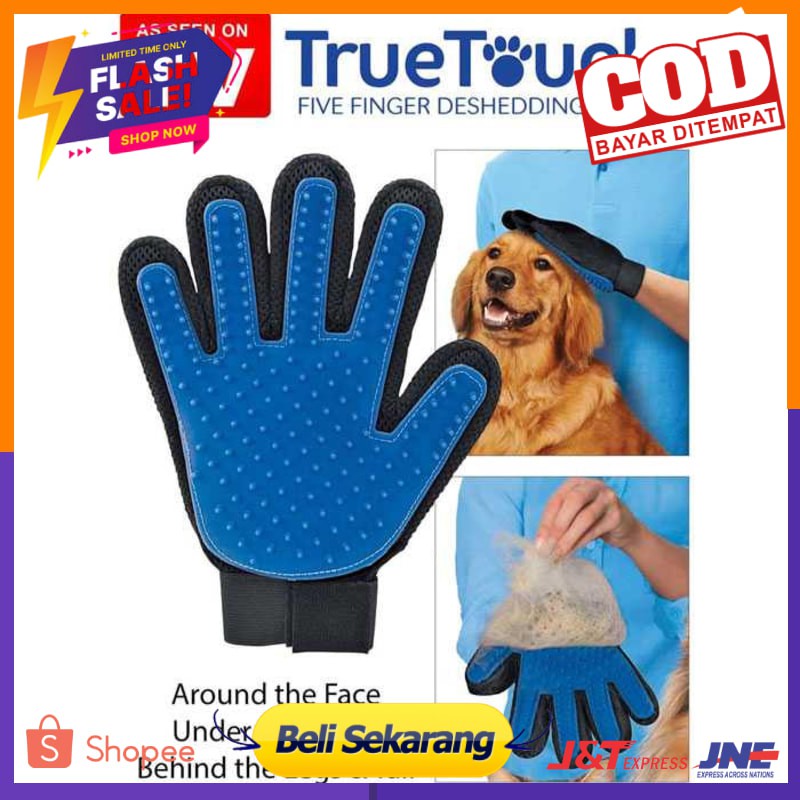 True Touch - Sarung Tangan Pemijat Perapi Bulu Hewan Anjing Kucing