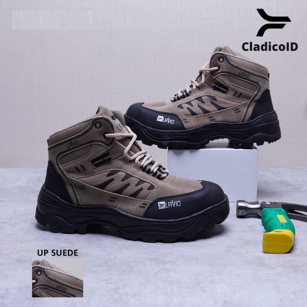 Sepatu Safety Lavio Axel Pria Sefty Cowok Boots Ujung Besi High Premium Kerja Outdoor Lapangan Proyek Mendaki Gunung