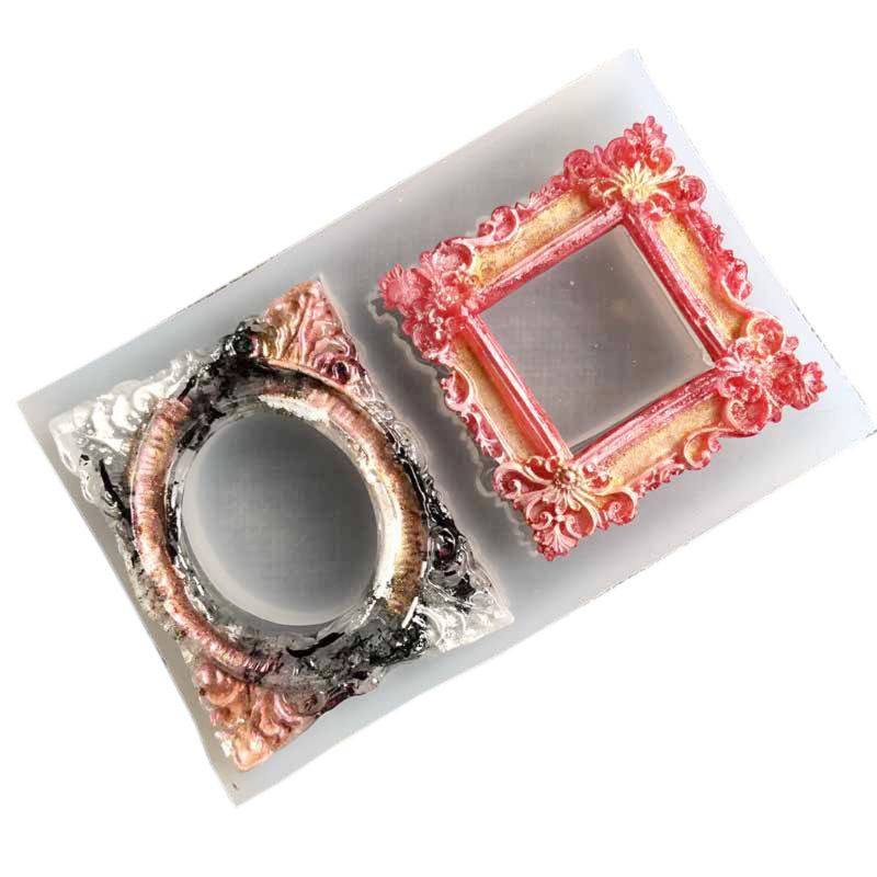 Glitter Handmade Photo Frame Resin Mold Silicone Picture Frame Fondant Mold Art Craft