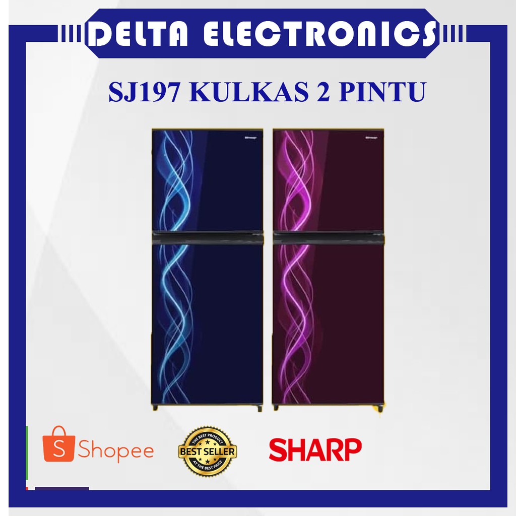 Sharp SJ197ND VP/VB Blue / Pink kulkas 2 pintu Kirei Reff 2D Motif SJX197