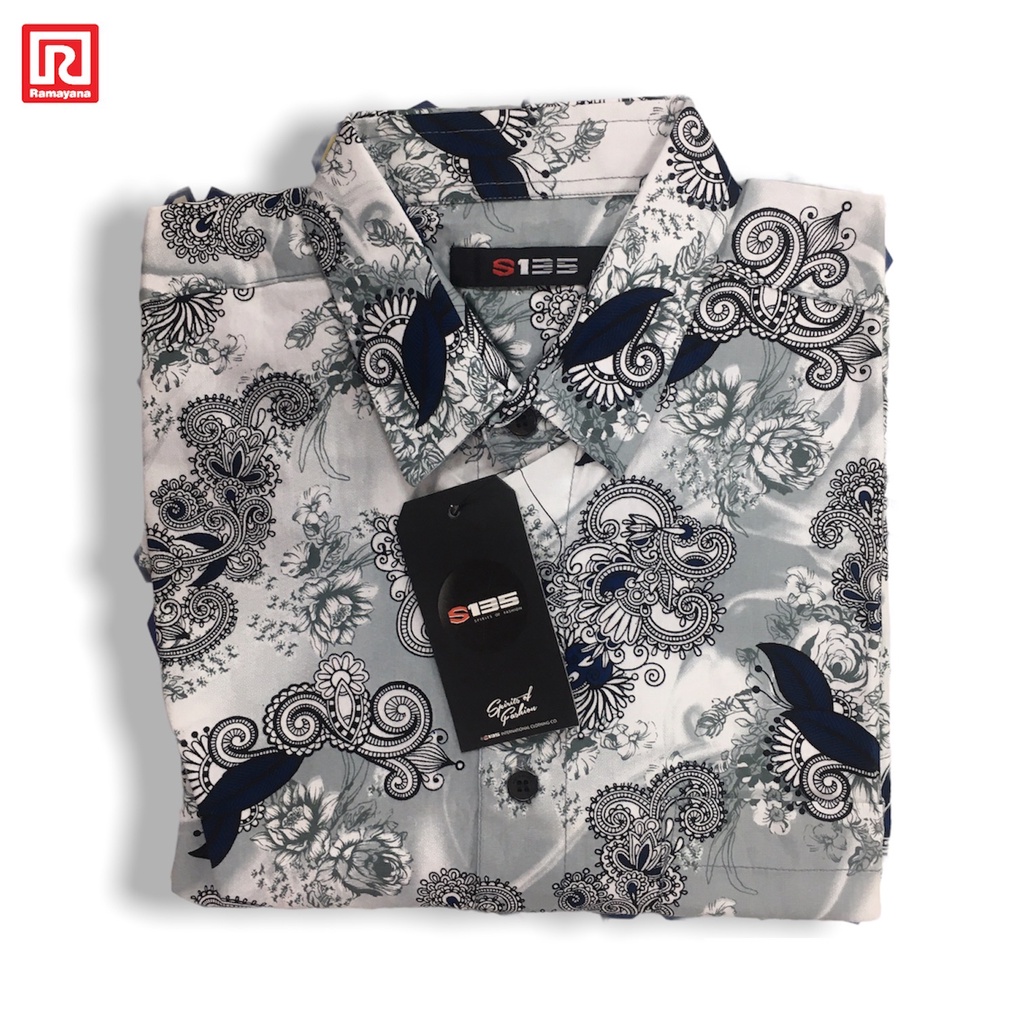 S135 Kemeja Pria Katun Printing Lengan  Pendek