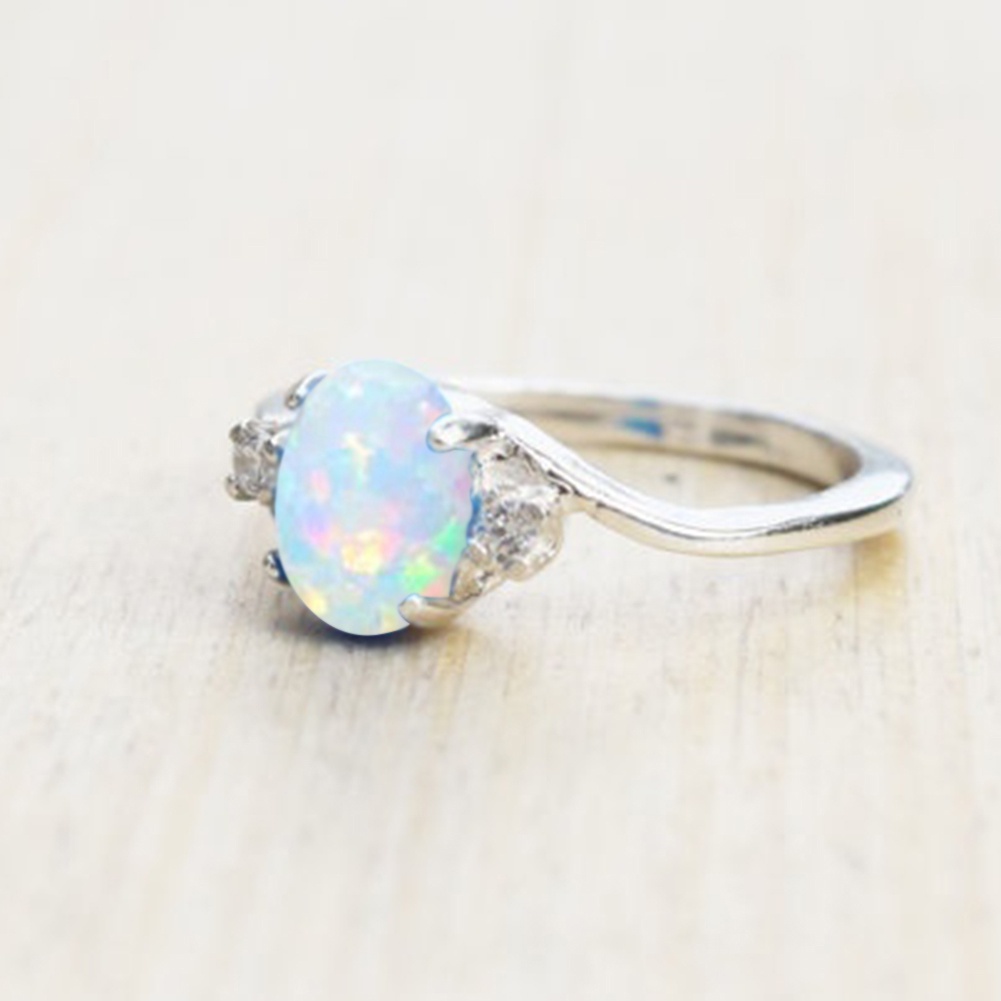 Hu Hu Hu Hu Hu Alat Bantu Pasang Kacamata♡ Cincin Wanita Bahan Alloy Hias Opal Untuk Pernikahanpertunangan