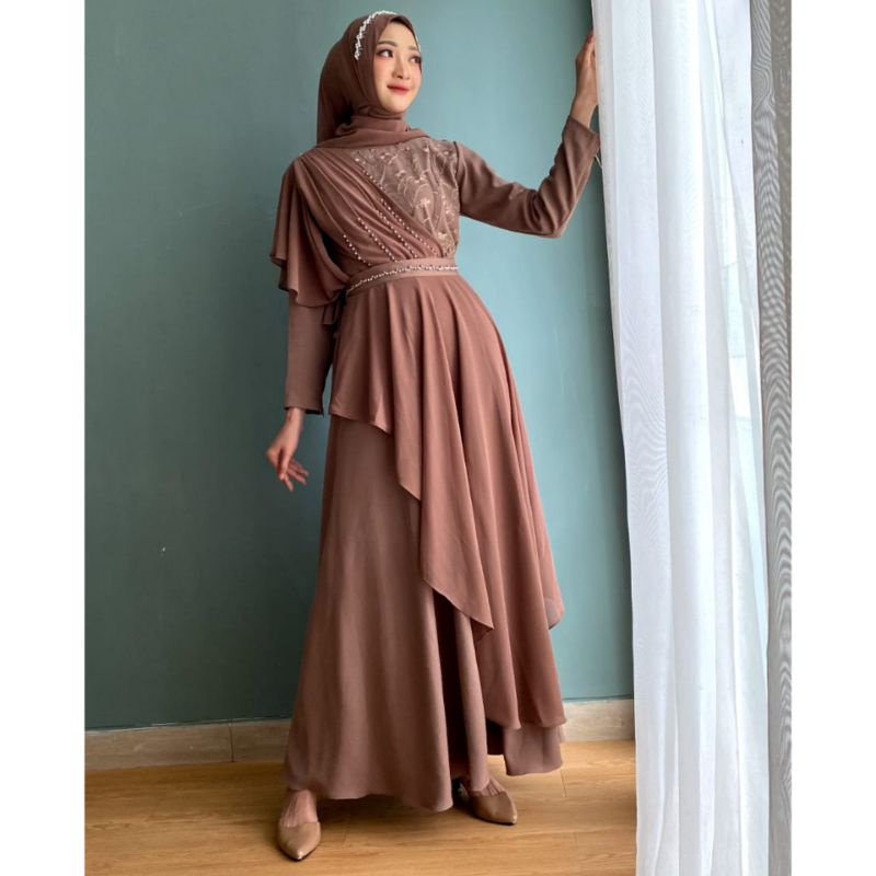 Gracella Dress Akirabutik | Gamis Kondangan Elegan | Dress Muslim Premium