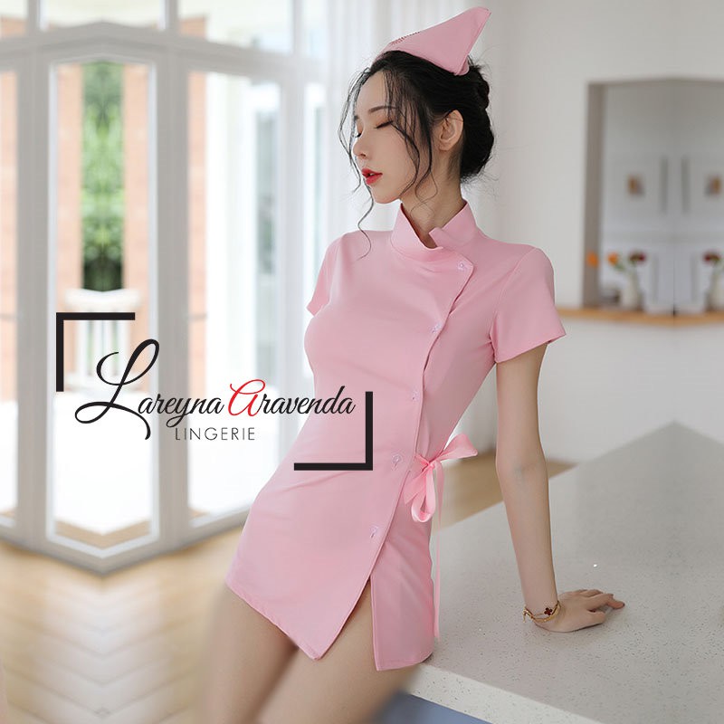 Set Lingerie + G String Seksi Model Cosplay Exclusive Nurse LG208