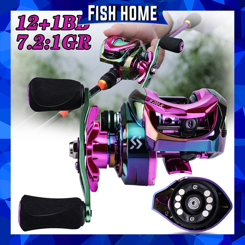 Reel Pancing Casting Fishing Reel Max Drag Full Metal Spool Reel 12 + 1 Ball Bearings 7.2: 1 Rasio Roda Gigi Kanan Kiri Handle Knob Pegangan EVA Air Asin Gulungan Pancing Air Tawar Gear Tackle Outdoor Gulungan Pancing