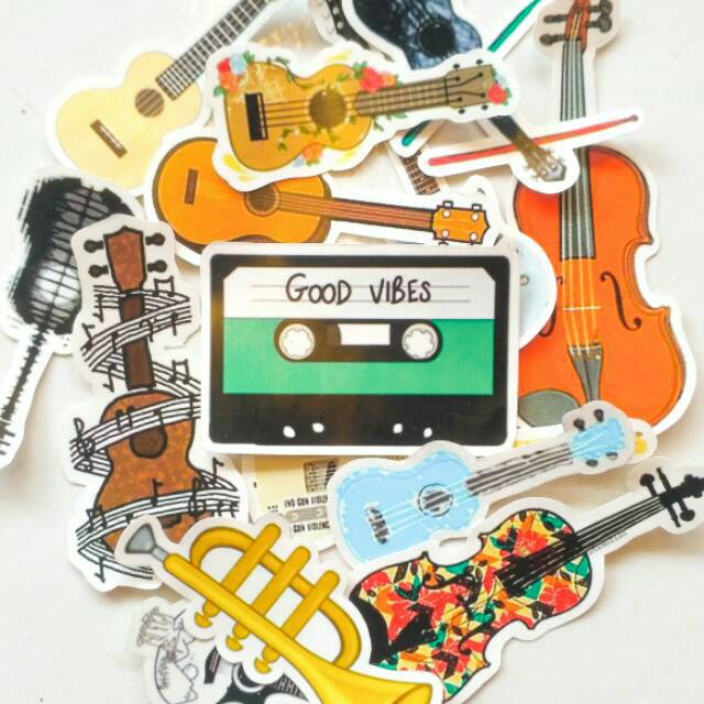 

Guitar Music Theme Deco Sticker Pack include 20pcs aesthetic vintage Waterproof